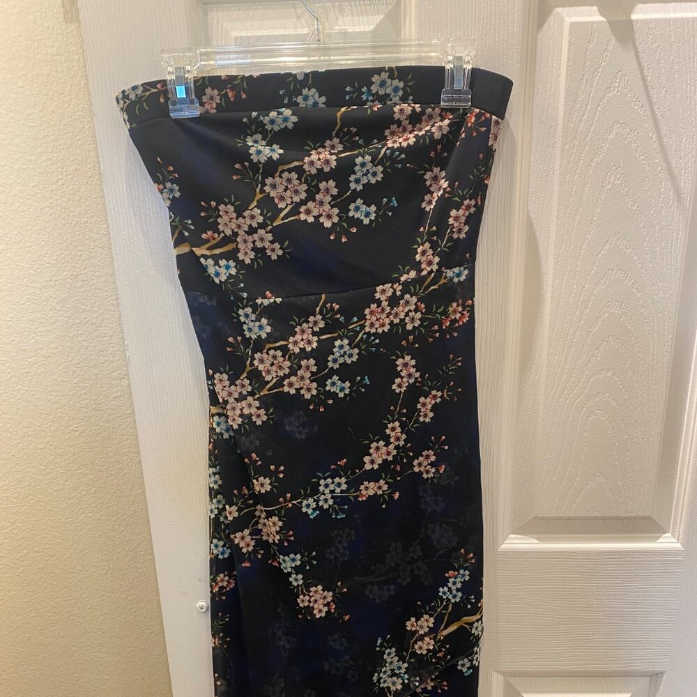 Strapless blue floral dress Size M